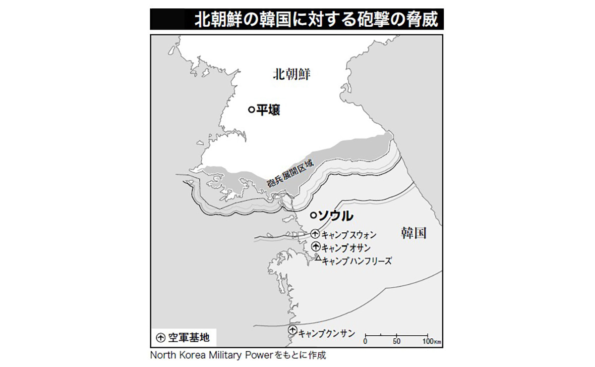 北朝鮮の韓国に対する砲撃の脅威